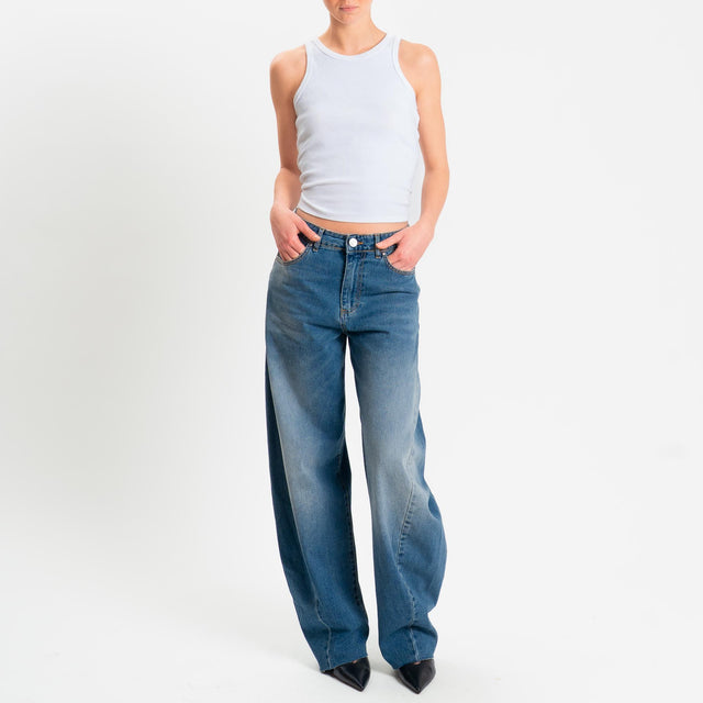 Tensione in-Jeans balloon fit taglio vivo - denim