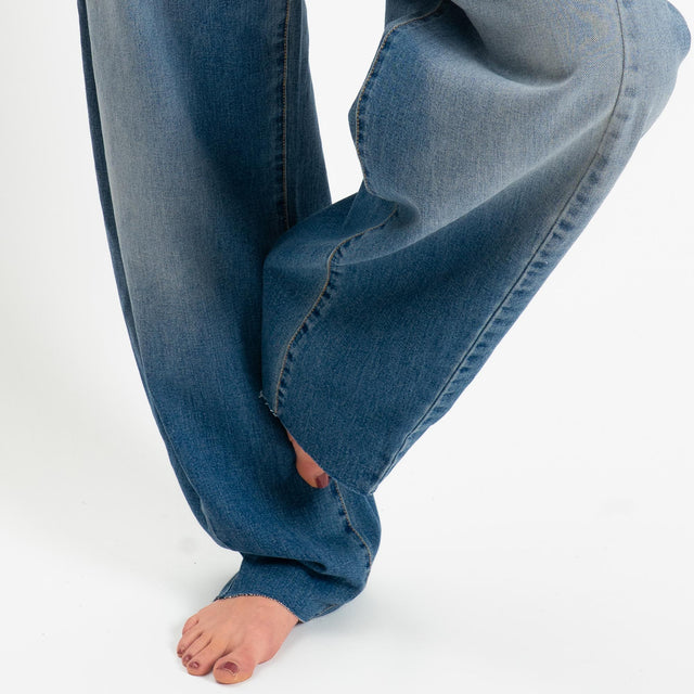 Tensione in-Jeans balloon fit taglio vivo - denim