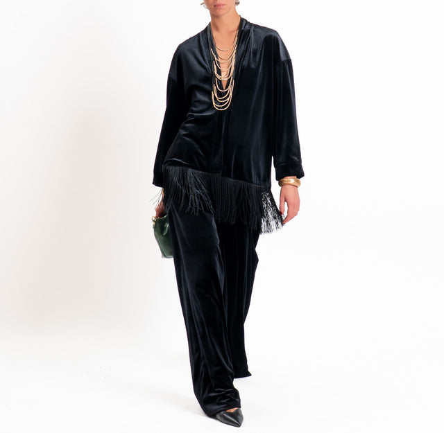 Tensione in-Pantalone wide leg velluto ciniglia - nero