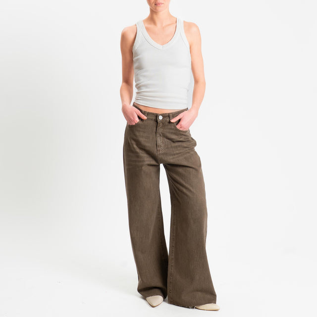 Tensione in-Jeans wide leg taglio - moro