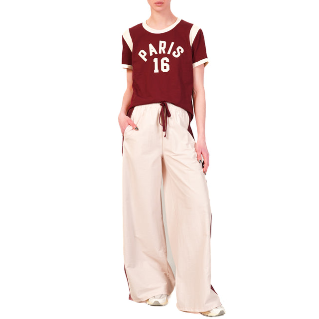 Tensione in-Pantalone bicolore elastico in vita - rosa/bordeaux