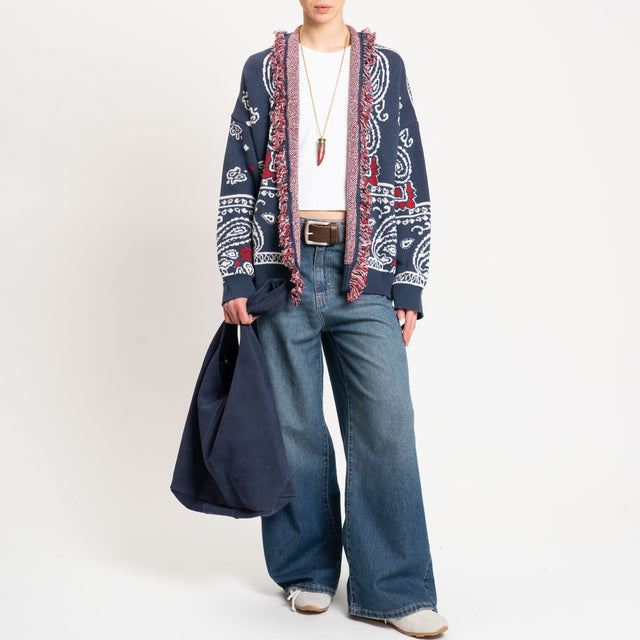Tensione in-Cardigan fantasia bandana - Blu/bianco
