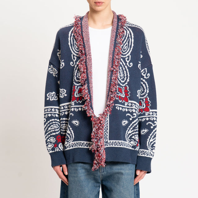 Tensione in-Cardigan fantasia bandana - Blu/bianco