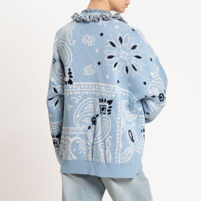 Tensione in-Cardigan fantasia bandana - celeste/bianco