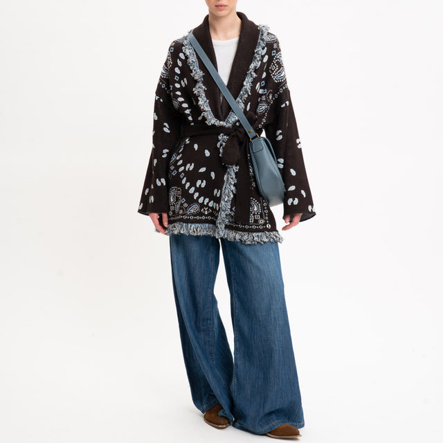 Tensione in-Cardigan fantasia bandana - moro/celeste