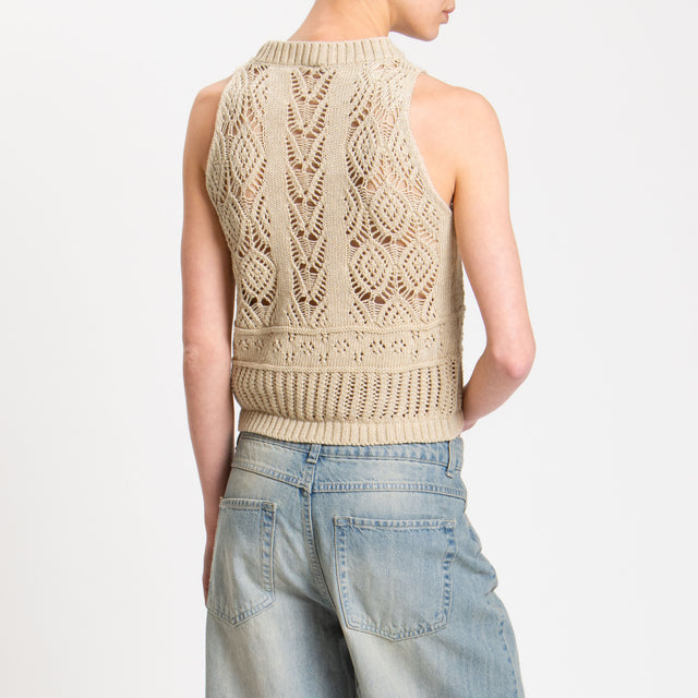 Tensione in-Top in filo crochet - Beige