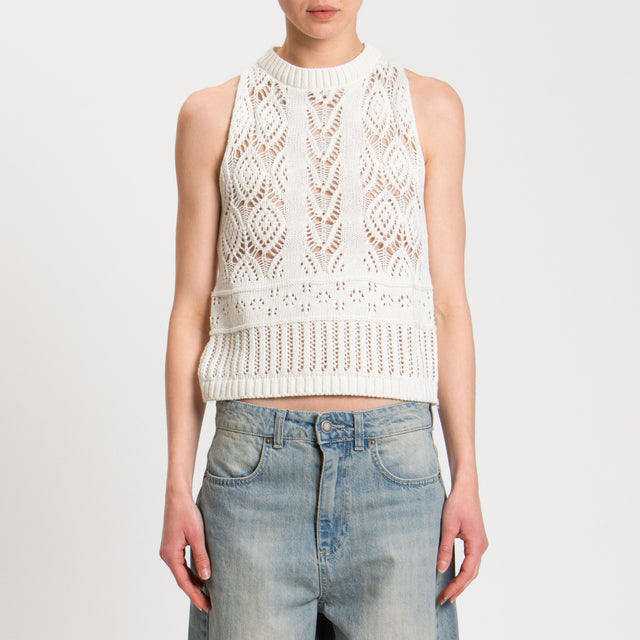 Tensione in-Top in filo crochet - burro