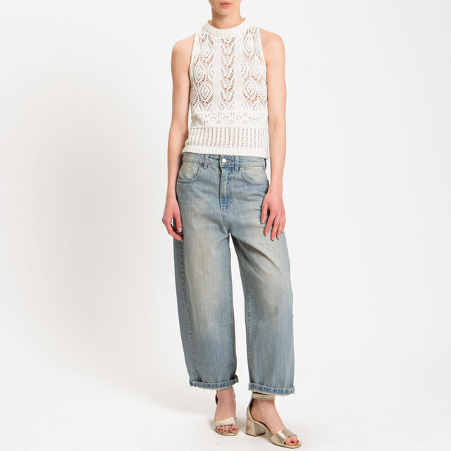Tensione in-Top in filo crochet - burro
