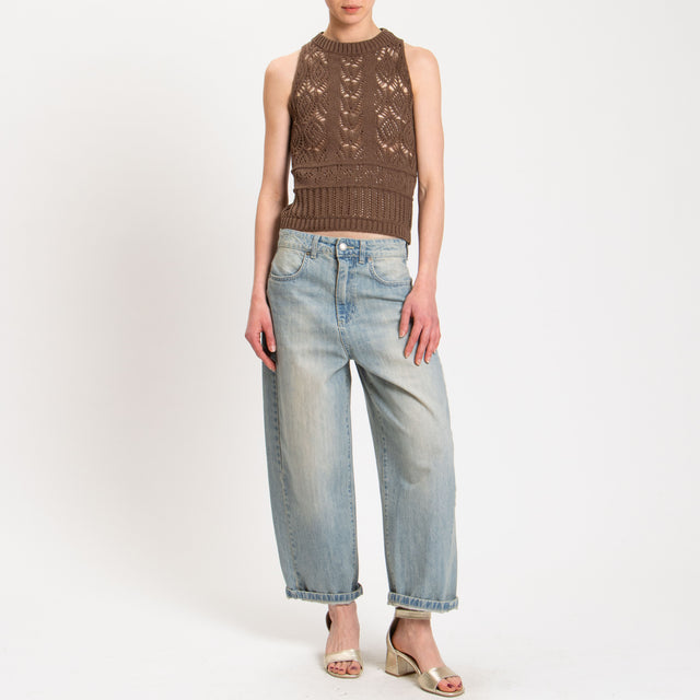 Tensione in-Top in filo crochet - brown