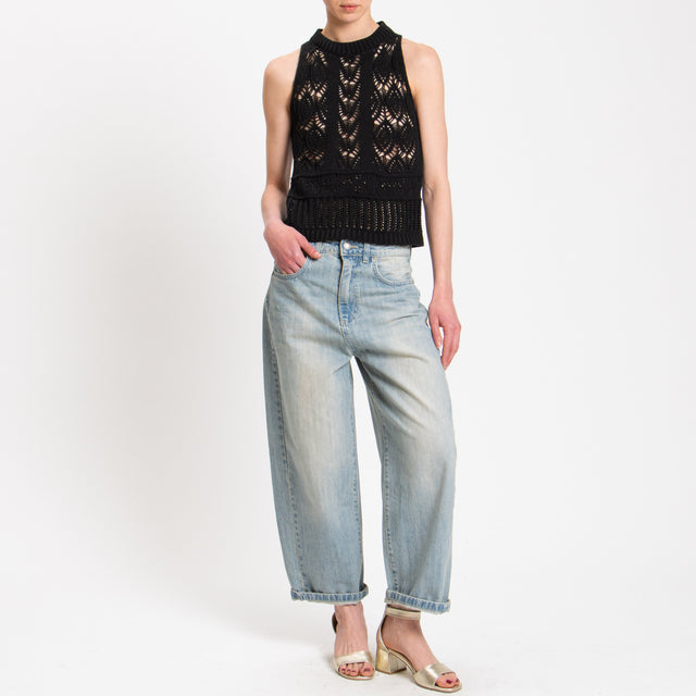Tensione in-Top in filo crochet - nero