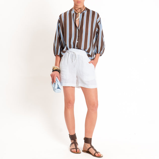 Tensione in-Shorts 100% lino elastico in vita - bianco