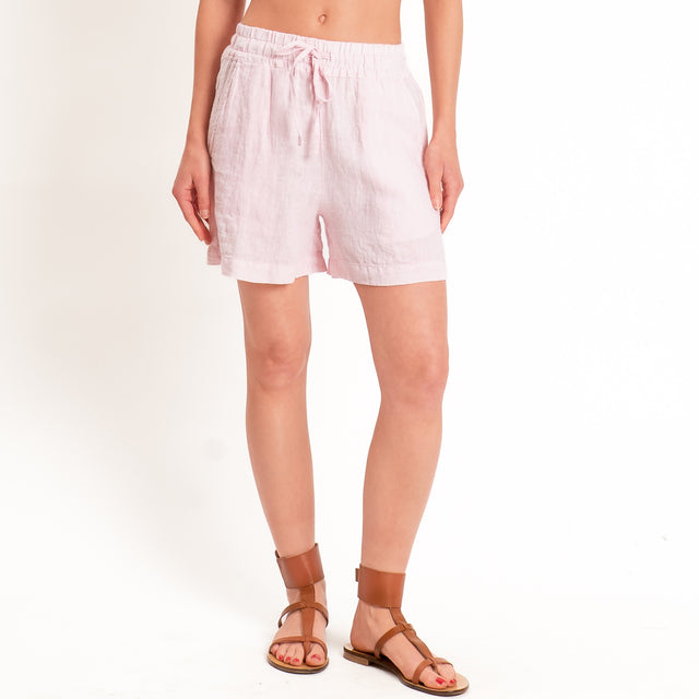 Tensione in-Shorts 100% lino elastico in vita - rosa