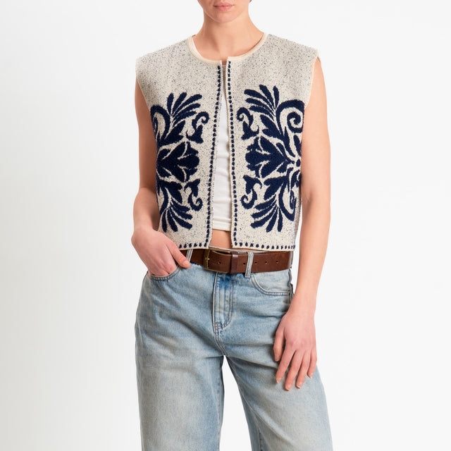 Tensione in-Gilet melange jacquard - beige/blu