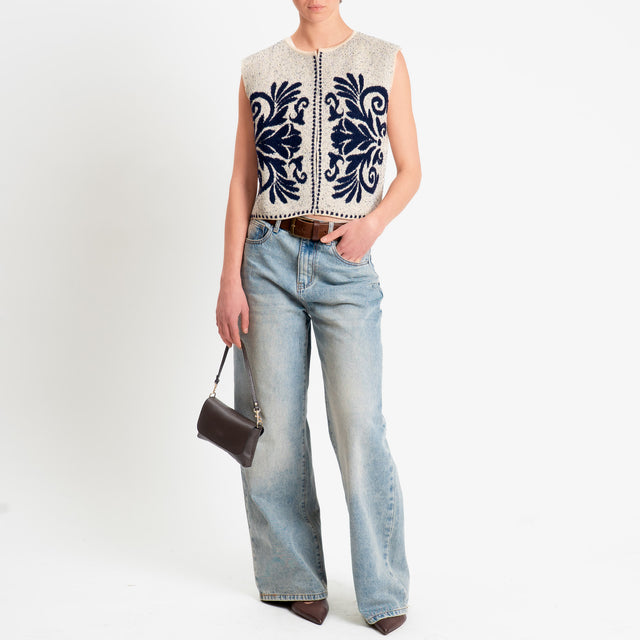 Tensione in-Gilet melange jacquard - beige/blu