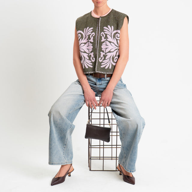 Tensione in-Gilet melange jacquard - green/pink