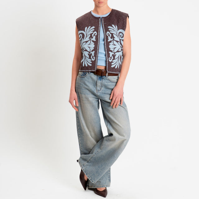 Tensione in-Gilet melange jacquard - brown/sky