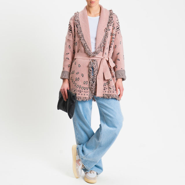 Tensione in-Cardigan fantasia bandana - pink