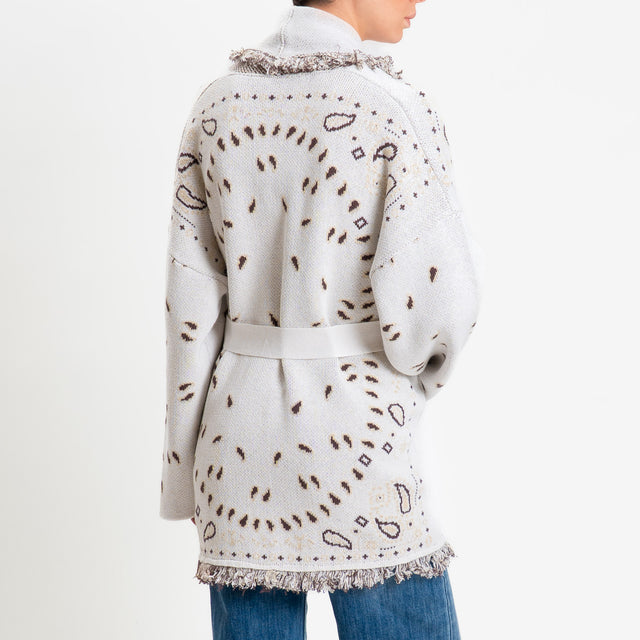 Tensione in-Cardigan fantasia bandana - offwhite
