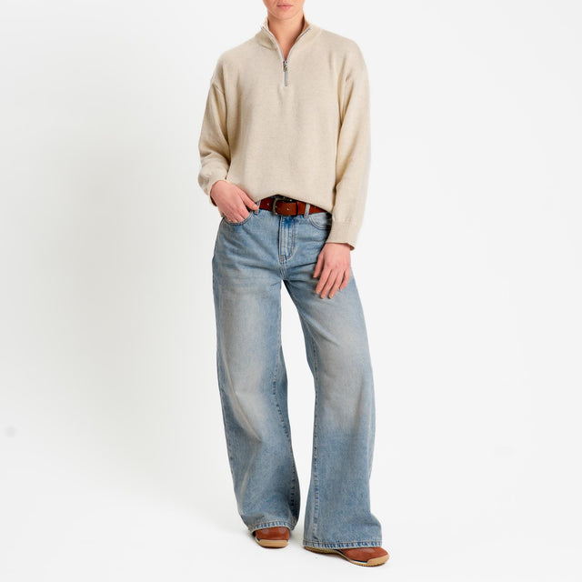 Tensione in-Maglia zip jumper - beige