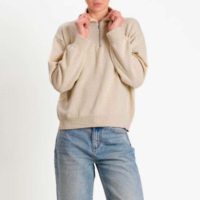 Tensione in-Maglia zip jumper - beige