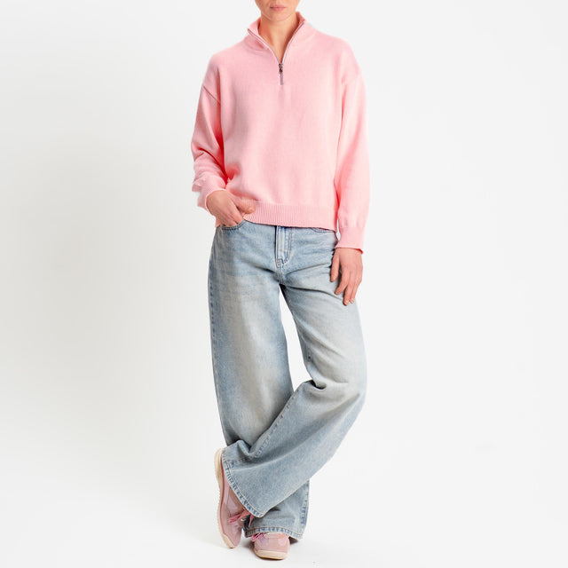 Tensione in-Maglia zip jumper - pink