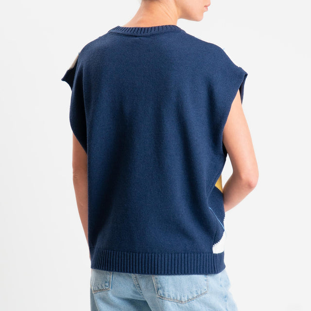 Tensione in-Maglia smanicata argyle - blu/yellow/azzurro