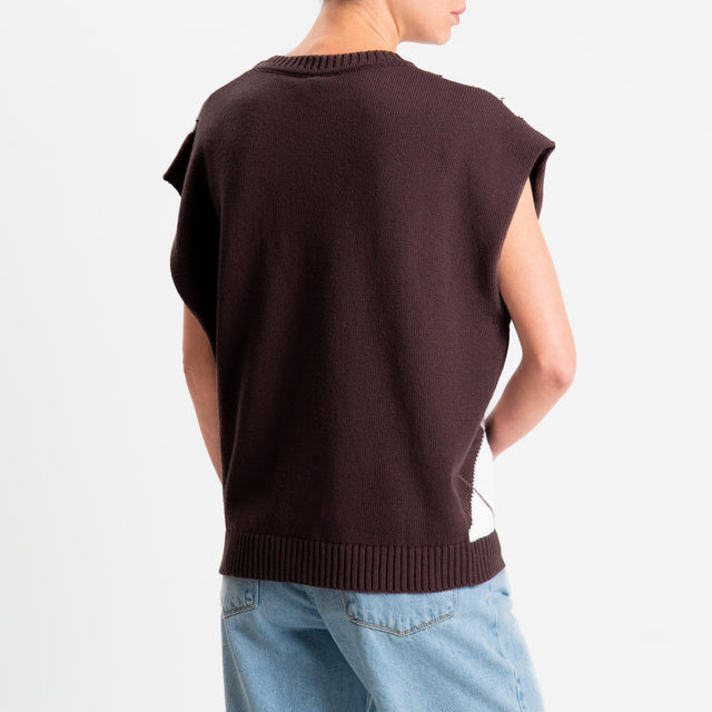 Tensione in-Maglia smanicata argyle - pink/brown/taupe