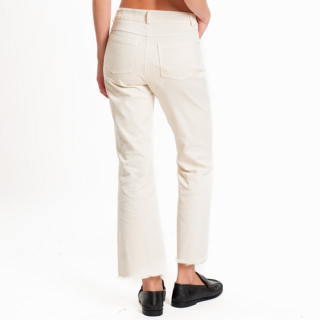 Tensione in-Pantalone trombetta sfrangiato - burro