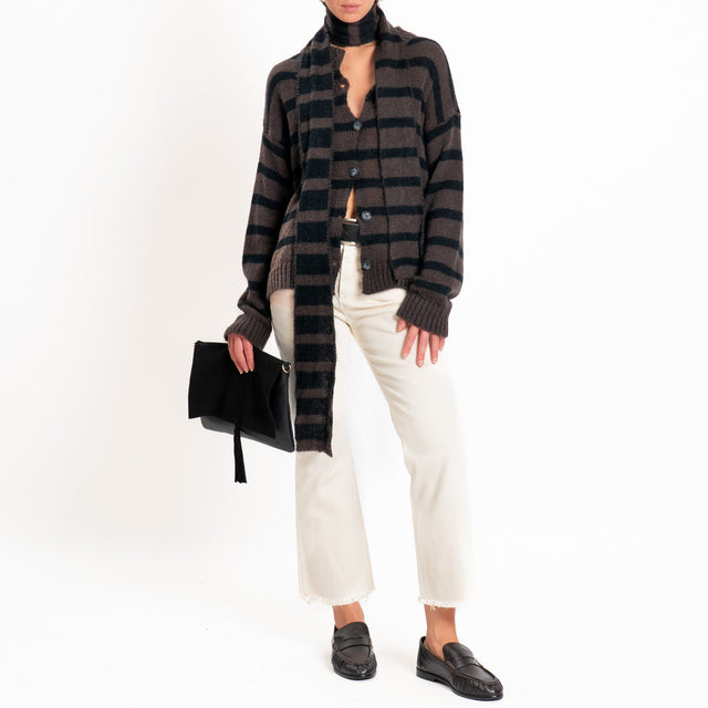 Tensione in-Pantalone trombetta sfrangiato - burro