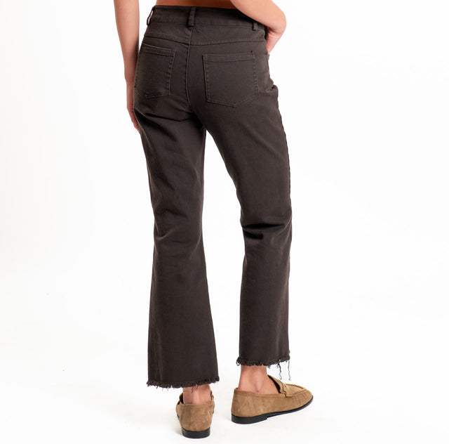 Tensione in-Pantalone trombetta sfrangiato - moro
