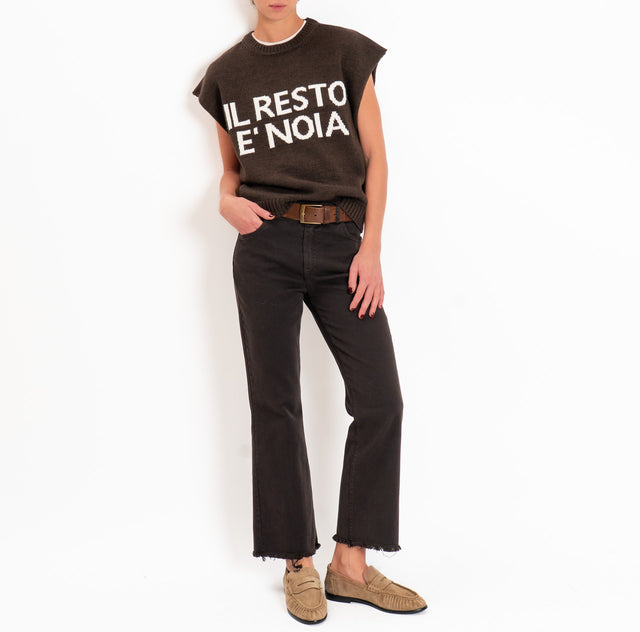 Tensione in-Pantalone trombetta sfrangiato - moro