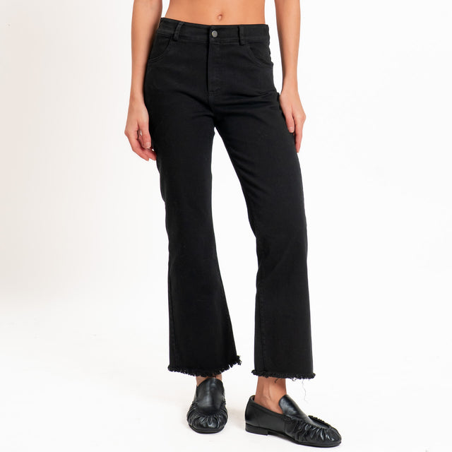 Tensione in-Pantalone trombetta sfrangiato - nero
