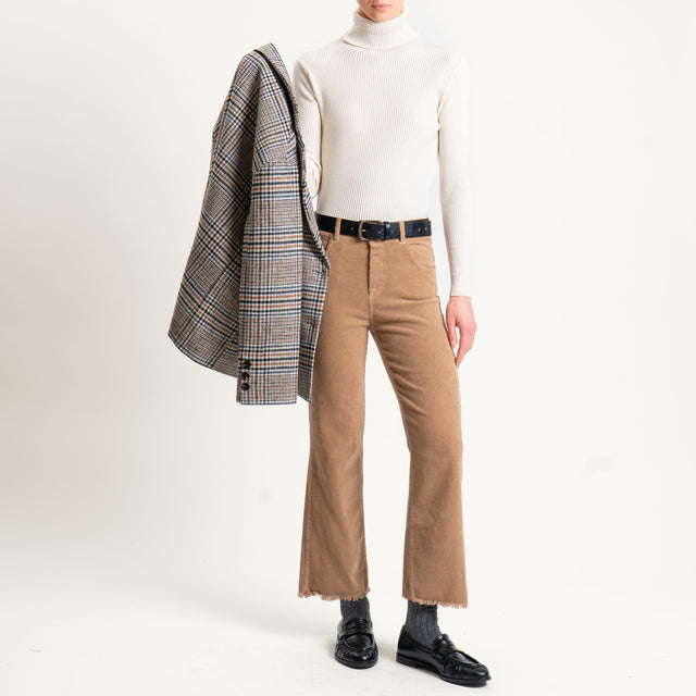 Tensione in-Pantalone velluto mille righe sfrangiato - cammello