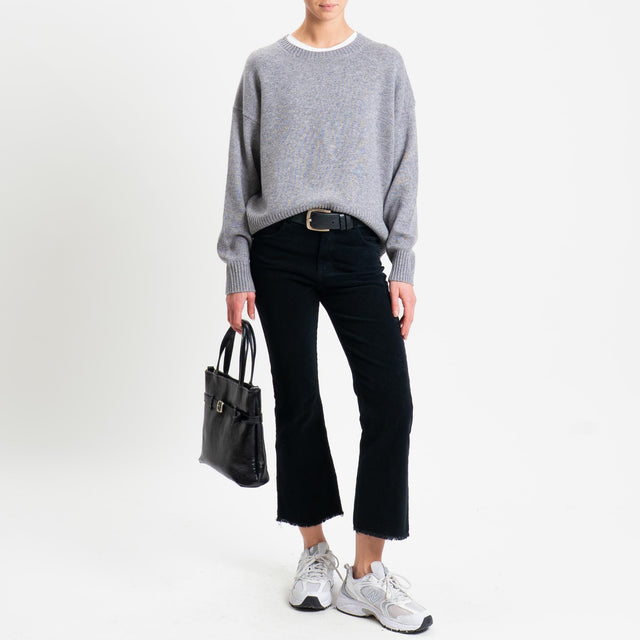 Tensione in-Pantalone velluto mille righe sfrangiato - nero