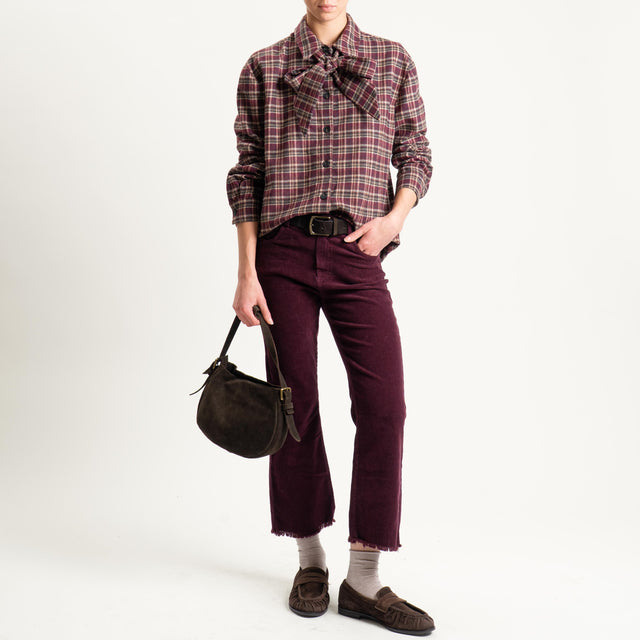 Tensione in-Pantalone velluto mille righe sfrangiato - Bordeaux