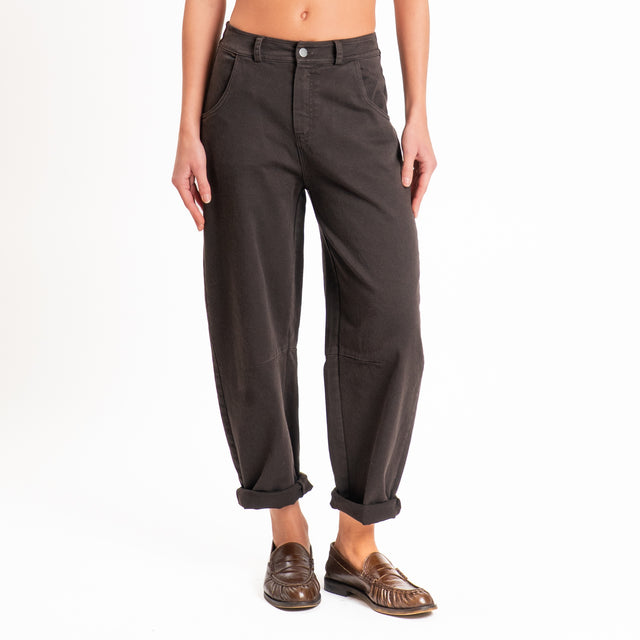 Tensione in-Pantalone drill elasticizzato elastico in vita - moro
