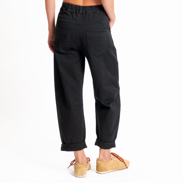 Tensione in-Pantalone drill elasticizzato elastico in vita - nero