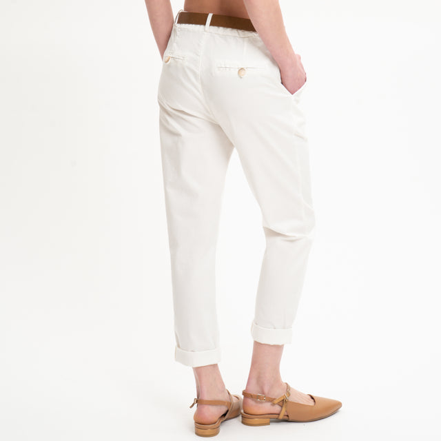 Tensione in-Pantalone elastico in vita con cintura - latte