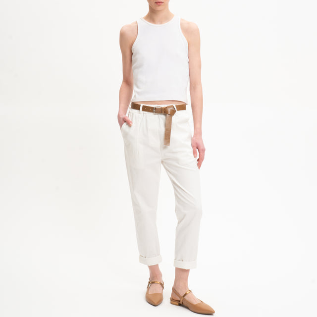 Tensione in-Pantalone elastico in vita con cintura - latte