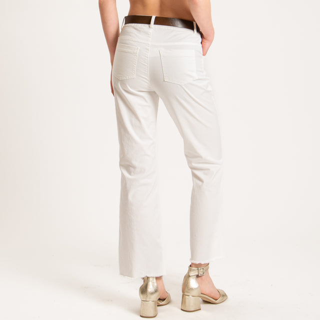 Tensione in-Pantalone sfrangiato cotone elasticizzato - latte