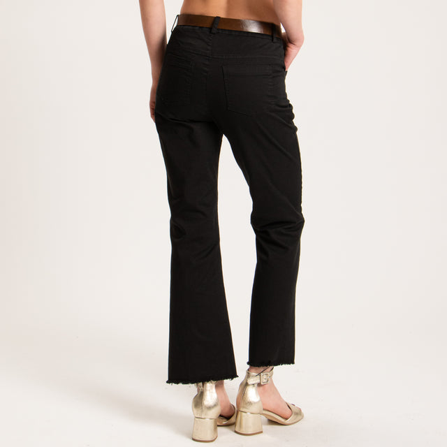 Tensione in-Pantalone sfrangiato cotone elasticizzato - nero