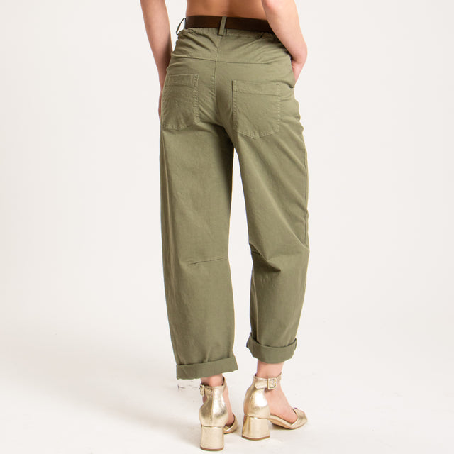 Tensione in-Pantalone barrel cotone elasticizzato - militare