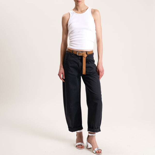 Tensione in-Pantalone barrel cotone elasticizzato - nero