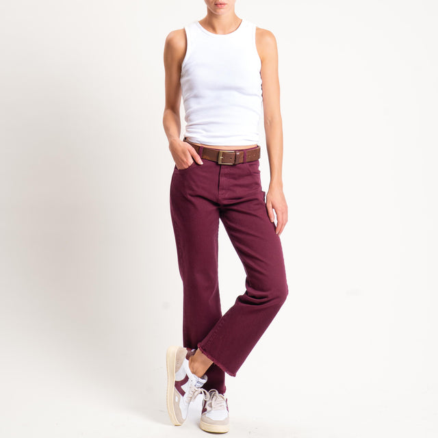 Tensione in-Pantalone straight sfrangiato - Bordeaux