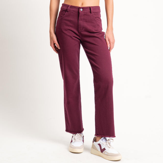 Tensione in-Pantalone straight sfrangiato - Bordeaux