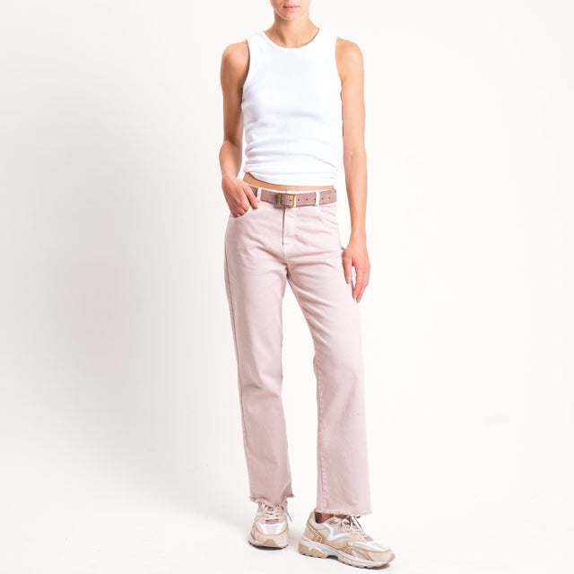 Tensione in-Pantalone straight sfrangiato - cipria