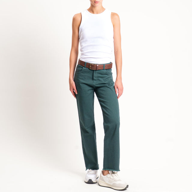 Tensione in-Pantalone straight sfrangiato - VERDE