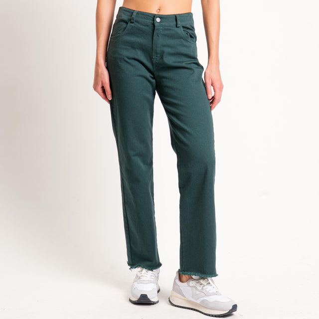 Tensione in-Pantalone straight sfrangiato - VERDE