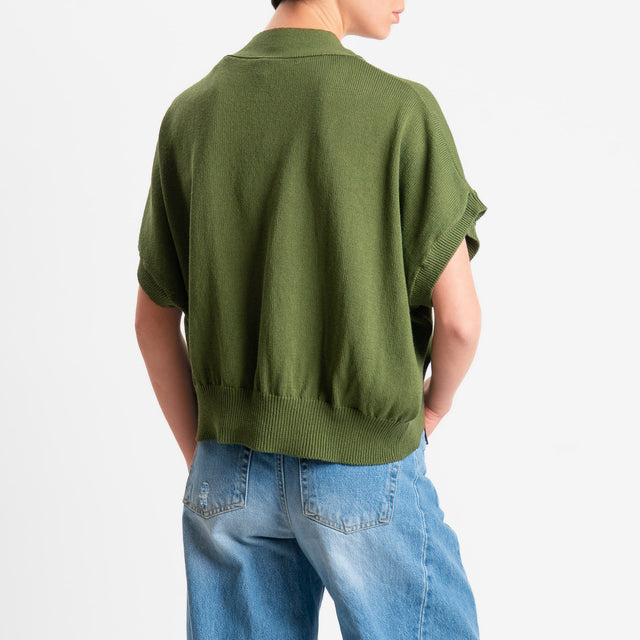 Tensione in-Cardigan effetto kimono asimmetrico - militare