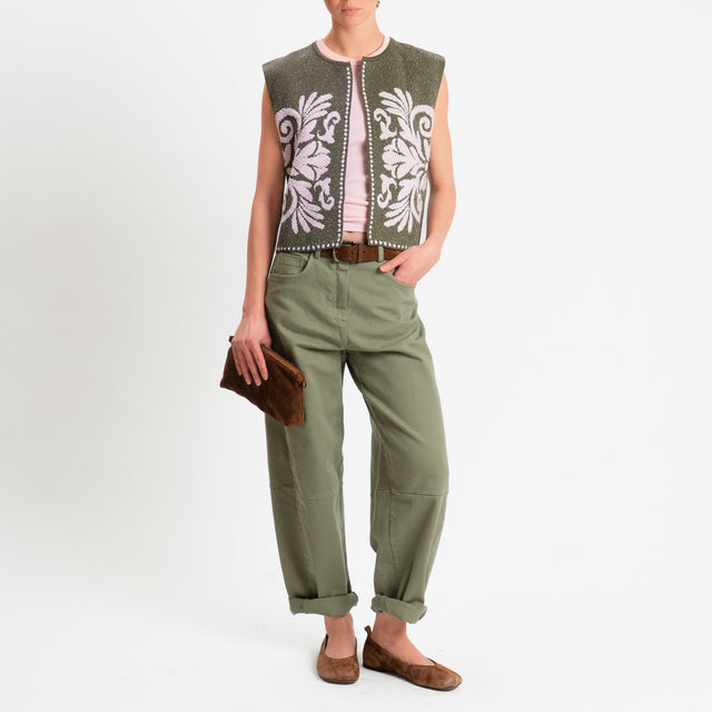 Tensione in-Pantalone barrel relaxed fit - militare